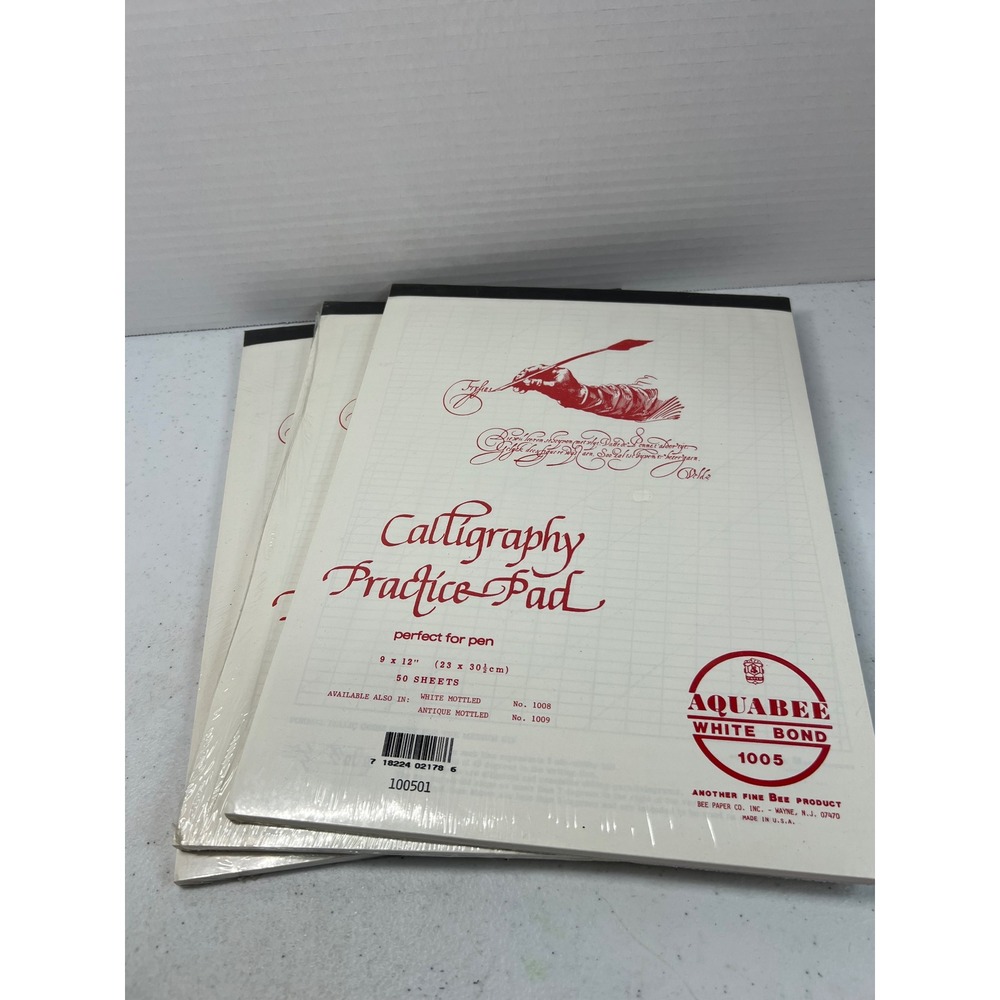 Aquabee Calligraphy Practice Pad 1005 White Bond 9x12 50 Sheets Set of 3 New